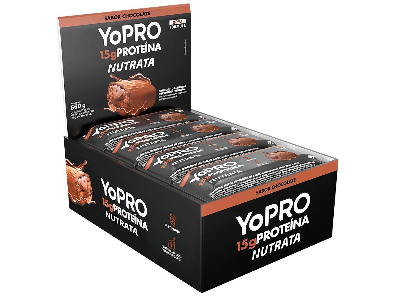 Barra de Proteína Nutrata YoPro Chocolate 55g 12 Unidades