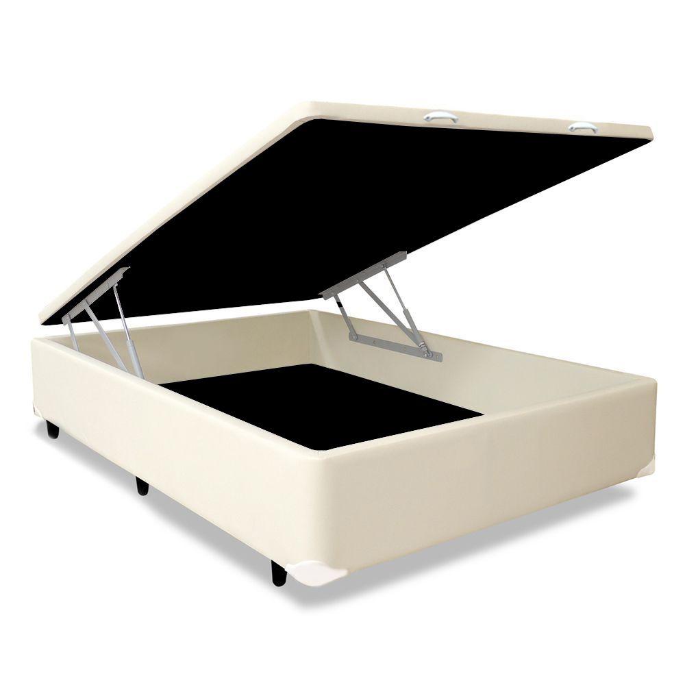 Base Box Baú Queen Bio Box Sintético Bege 158x198x43 Base para Cama