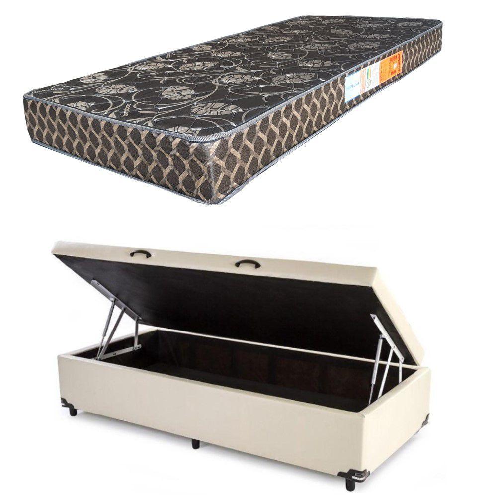 Base Box Baú Solteiro Sintético Bege + Colchão Solteiro D28 Isopluma  Plumatex 18x88x188 - Cama Box Solteiro - Magazine Luiza