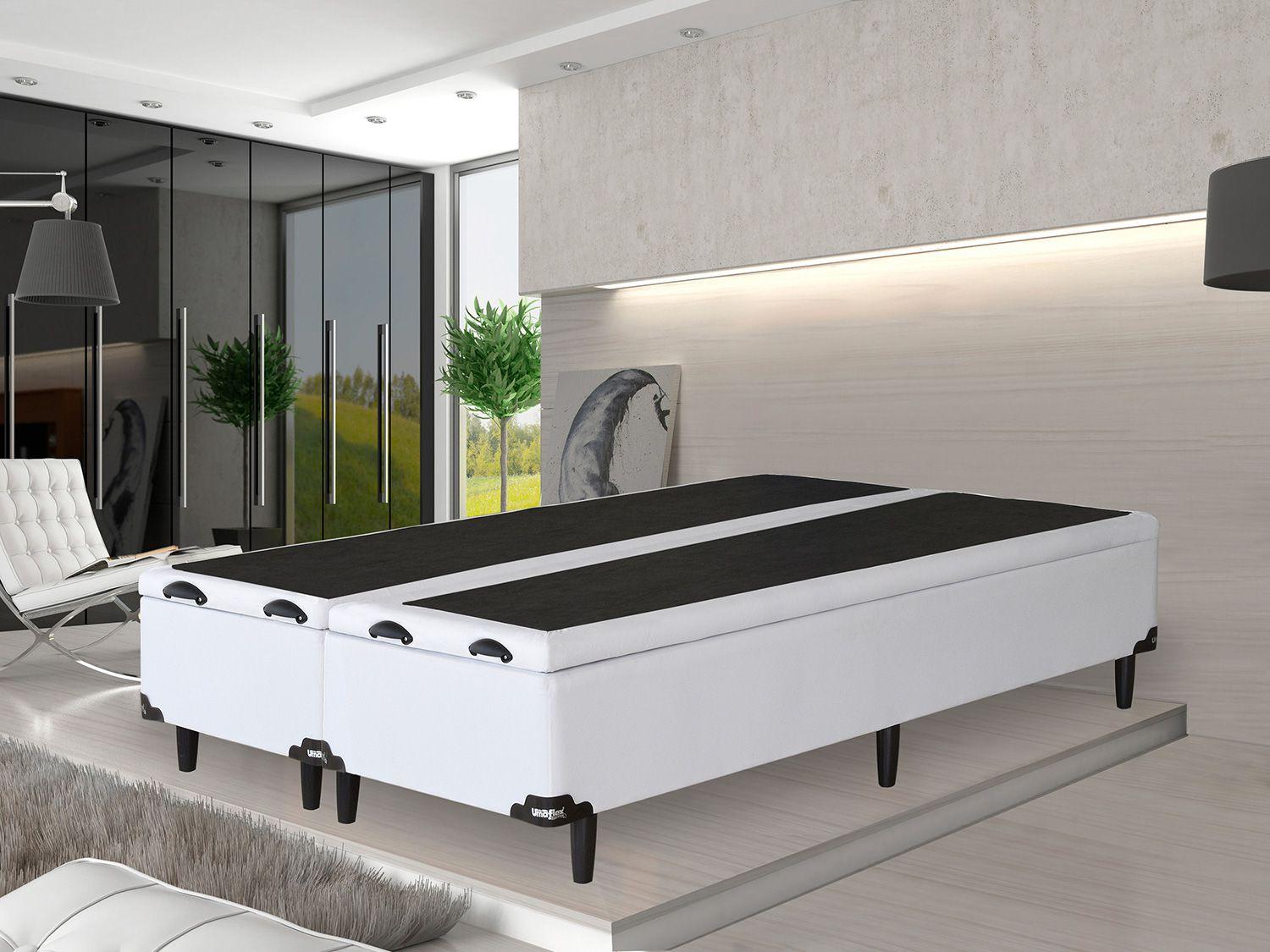 Base De Cama Queen Size Con Cajones Base Cama Box Queen Size Umaflex com Baú - Bipartido 29cm de Altura