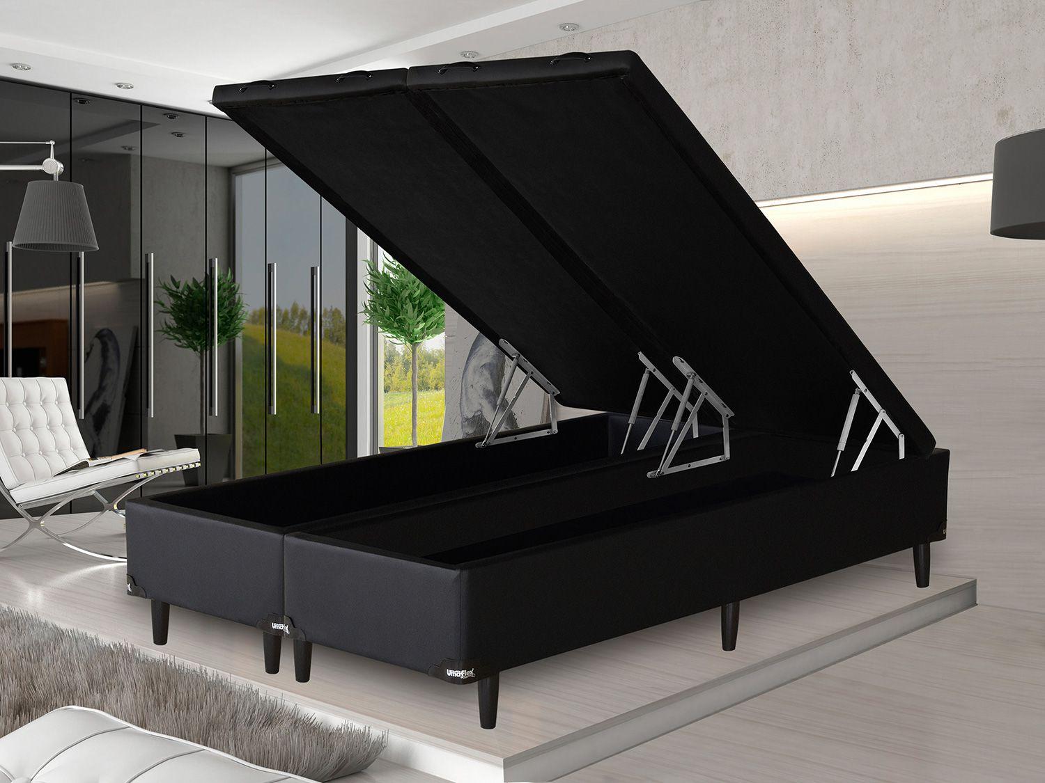 Base Cama Box Queen Size Umaflex com Baú Bipartido 29cm de Altura