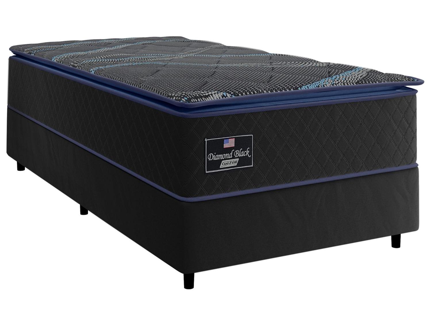 Base Cama Box Solteiro Gazin 27x88x188cm Diamond Black