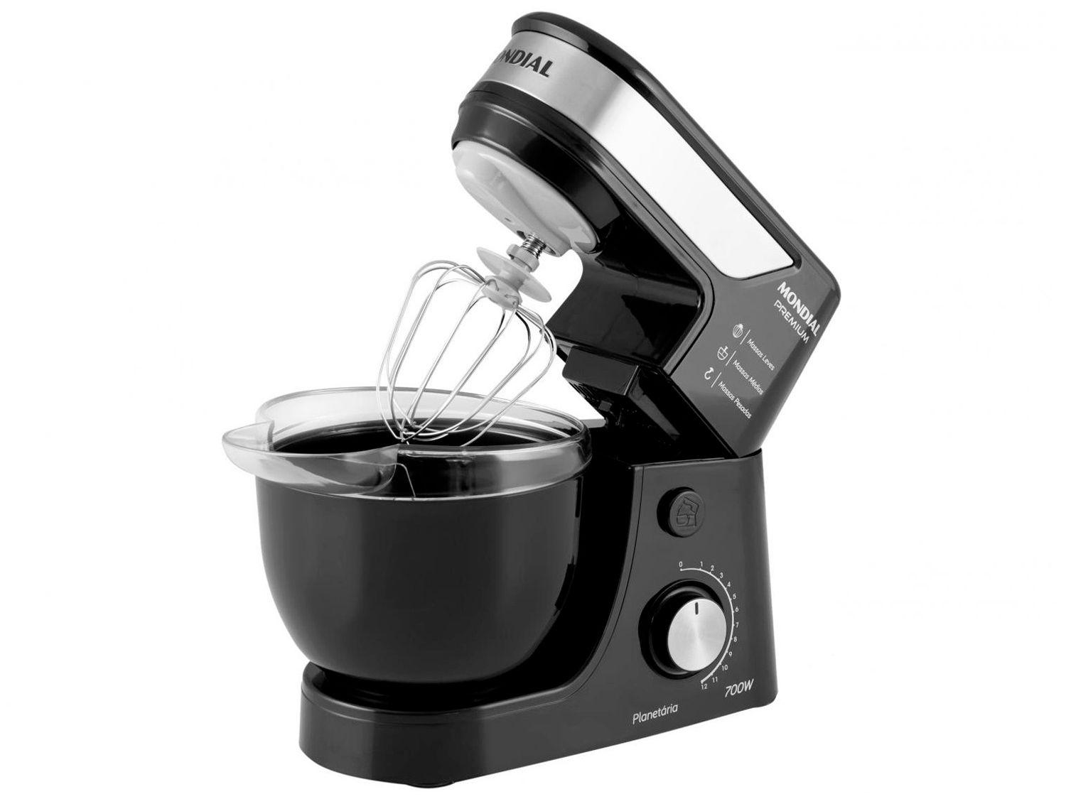 Batedeira Planetária Mondial Preto e Inox 700W
