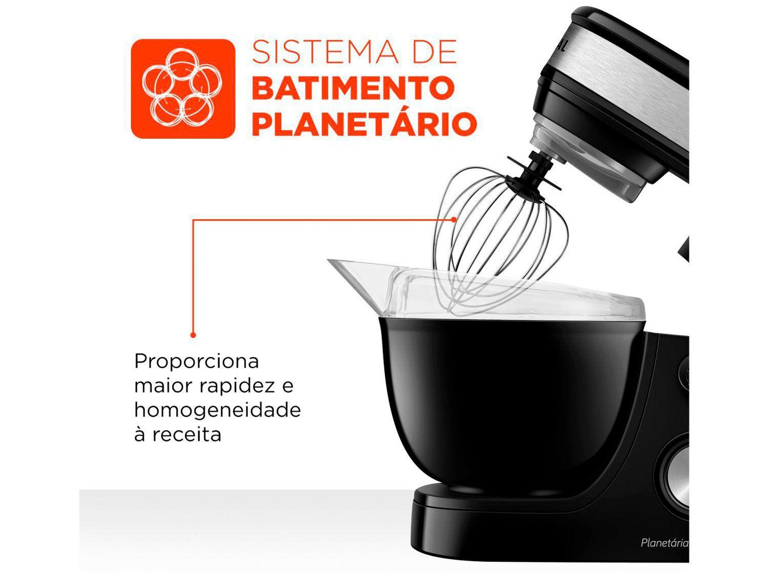 Batedeira Planetária Mondial Preto e Inox 700W