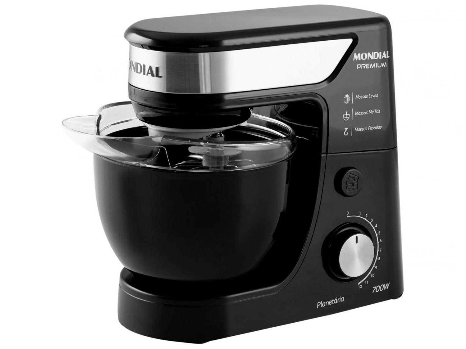 Batedeira Planetária Mondial Preto e Inox 700W