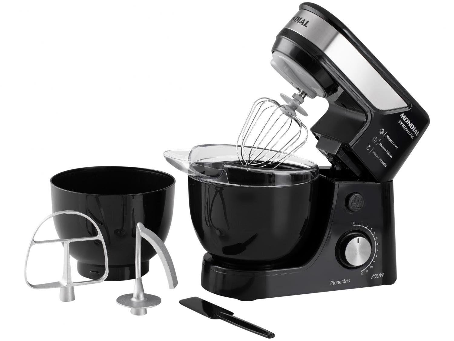 Batedeira Planetária Mondial Preto e Inox 700W