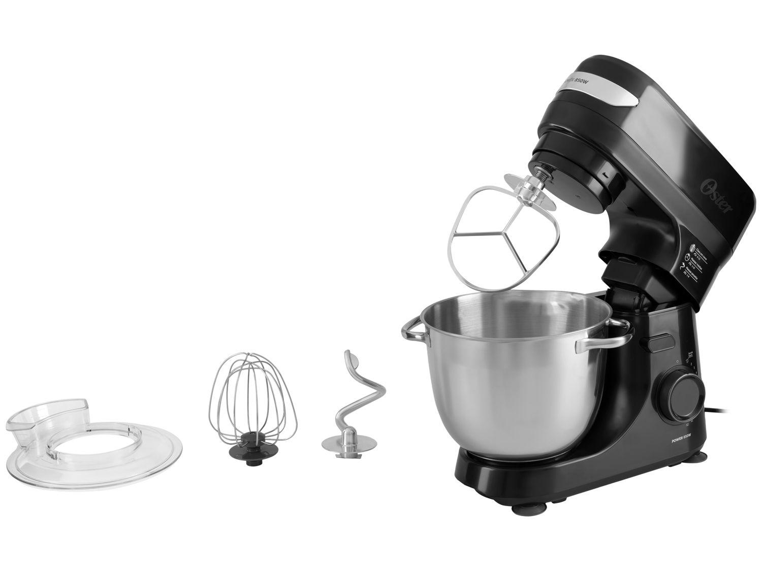 Batedeira Planetária Oster Preta 850W 12 Velocidades Tigela Inox 4L OBAT641