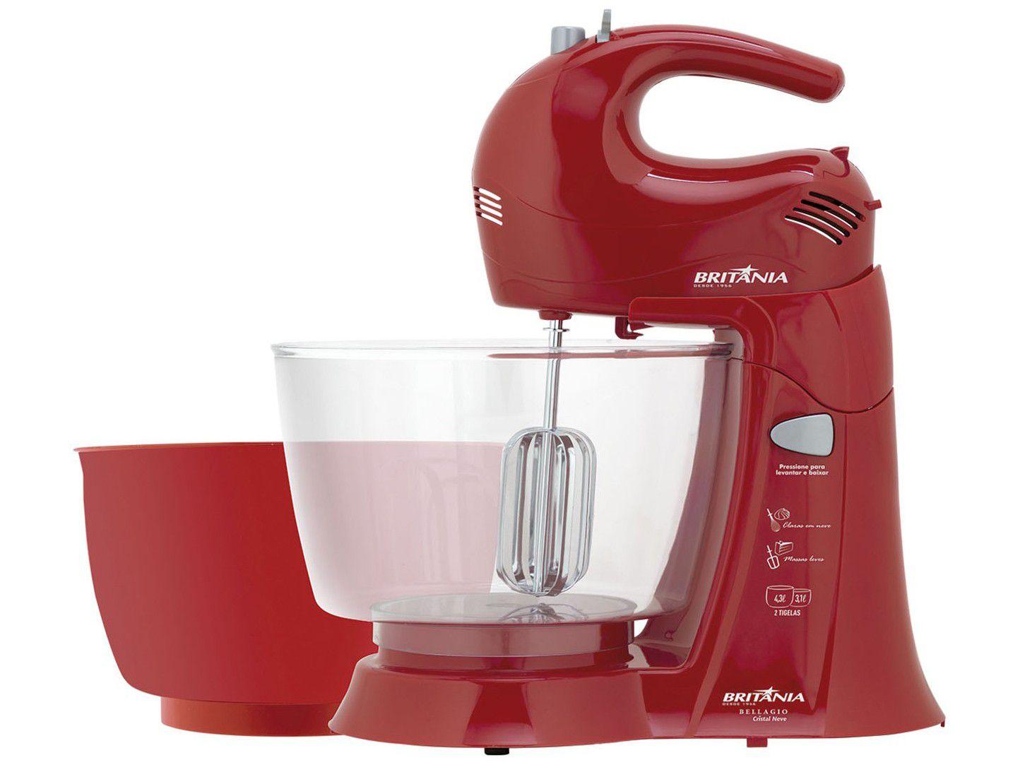 Batedeira Portátil Britânia Vermelha 350W - Bellagio Cristal Neve 4 ...