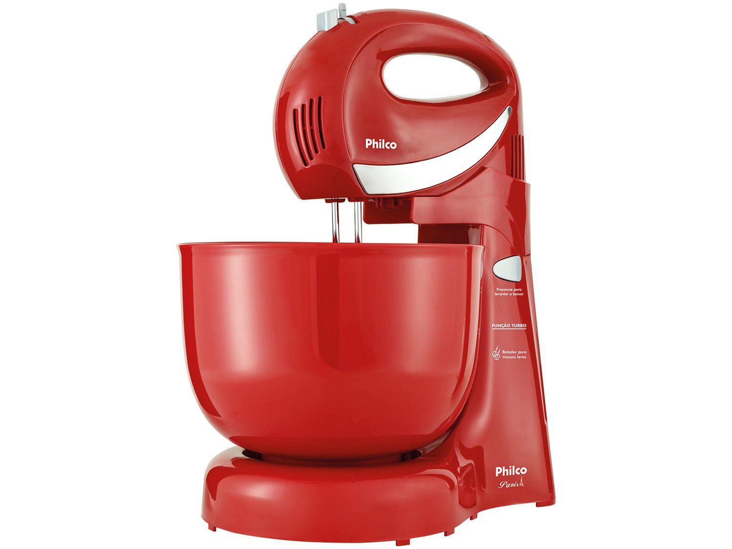 Batedeira Portátil Philco - Vermelha 350W Paris 4 Velocidades ...