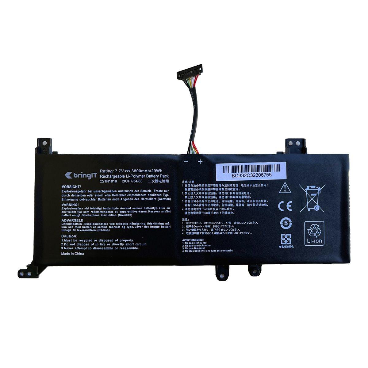Bateria para notebook bringIT compatível com Asus X515J 3800 mAh 