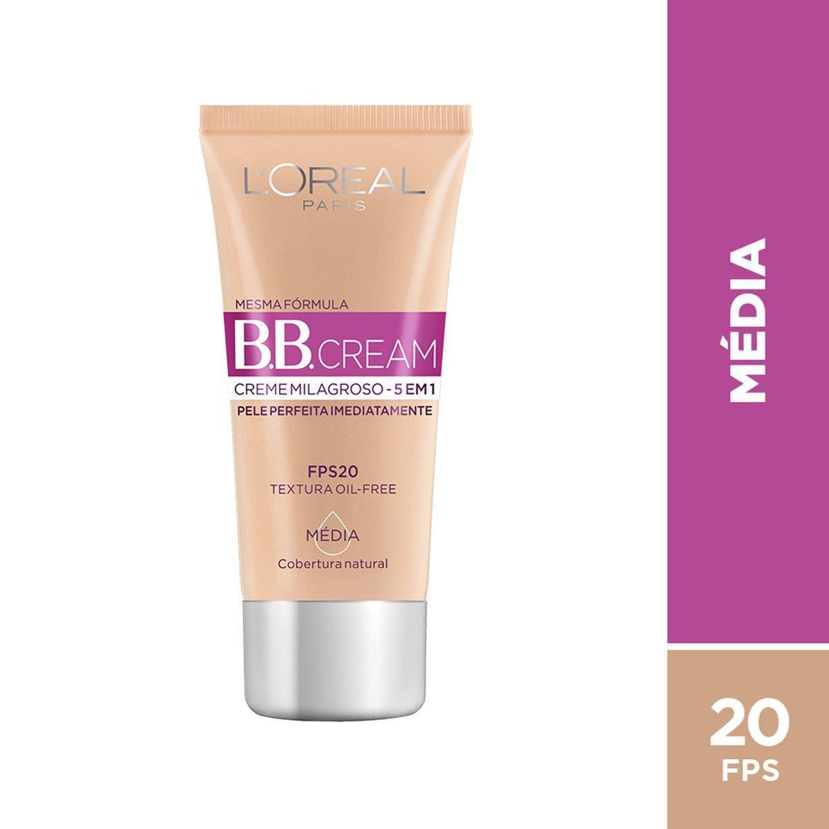 BB Cream L'Oréal Paris cor Média FPS 20 30ml - L'Oreal Paris - BB Cream