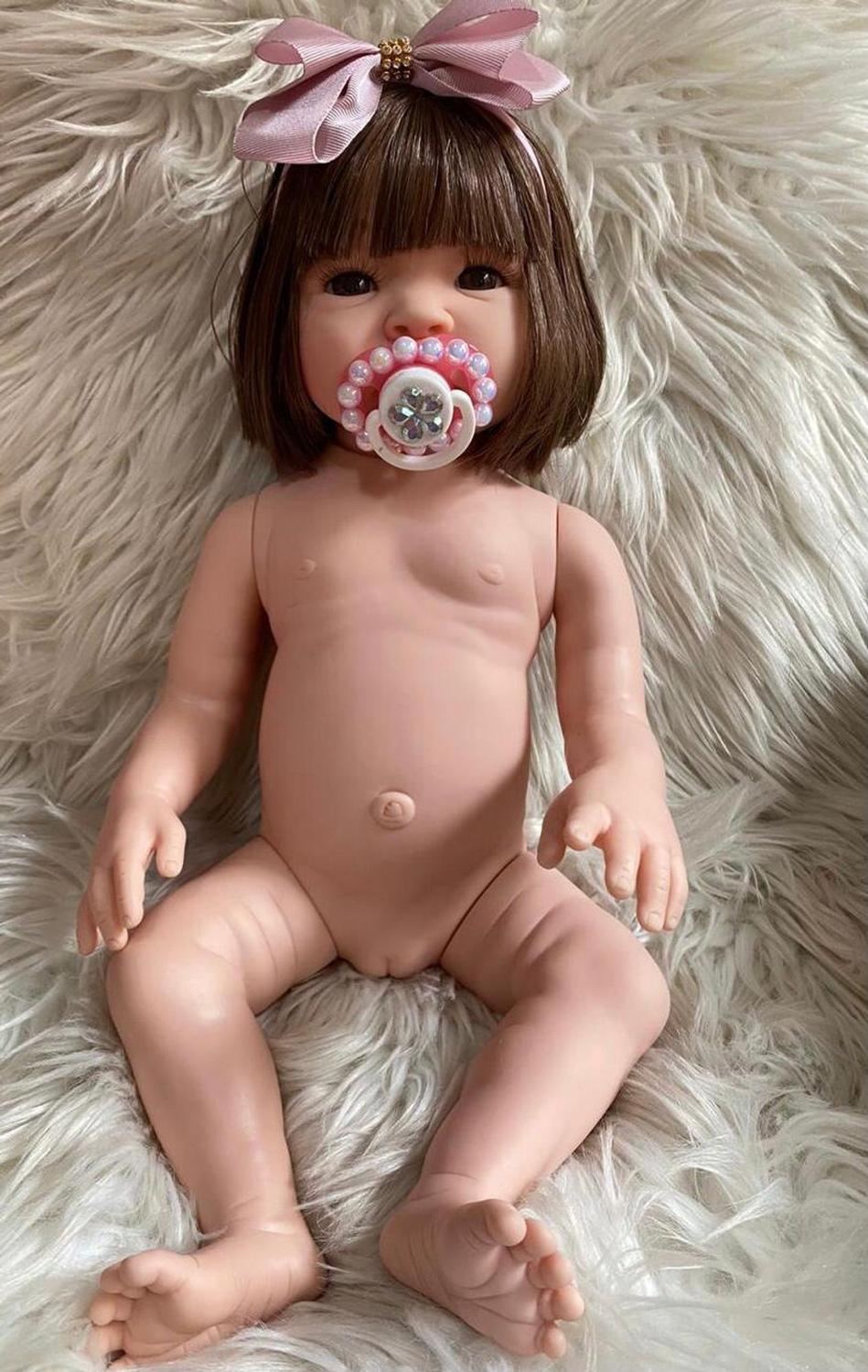 Bebê Reborn Original Linda Menina 100% Silicone Castanha