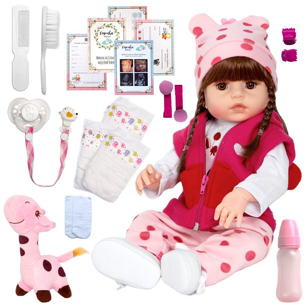 Boneca Bebê Reborn Girafinha Menina Silicone 48cm Olhos Cast - Cegonha  Reborn Dolls - Boneca Reborn - Magazine Luiza