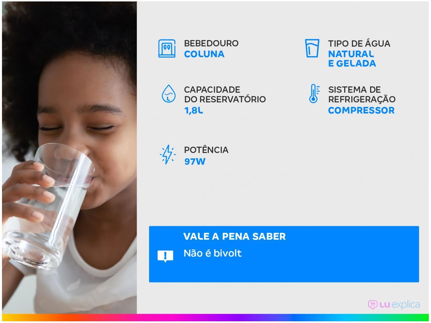 Bebedouro de Água Esmaltec de Coluna Refrigerado por Compressor Gelágua EGC35B