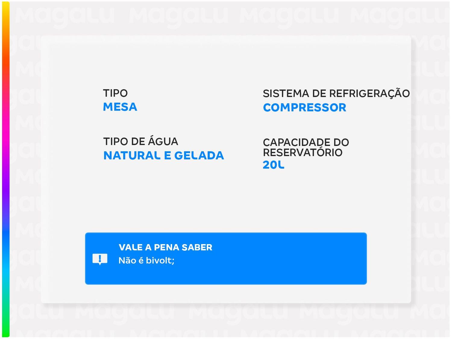Bebedouro de Água Esmaltec de Mesa Refrigerado por Compressor Gelágua EGM30