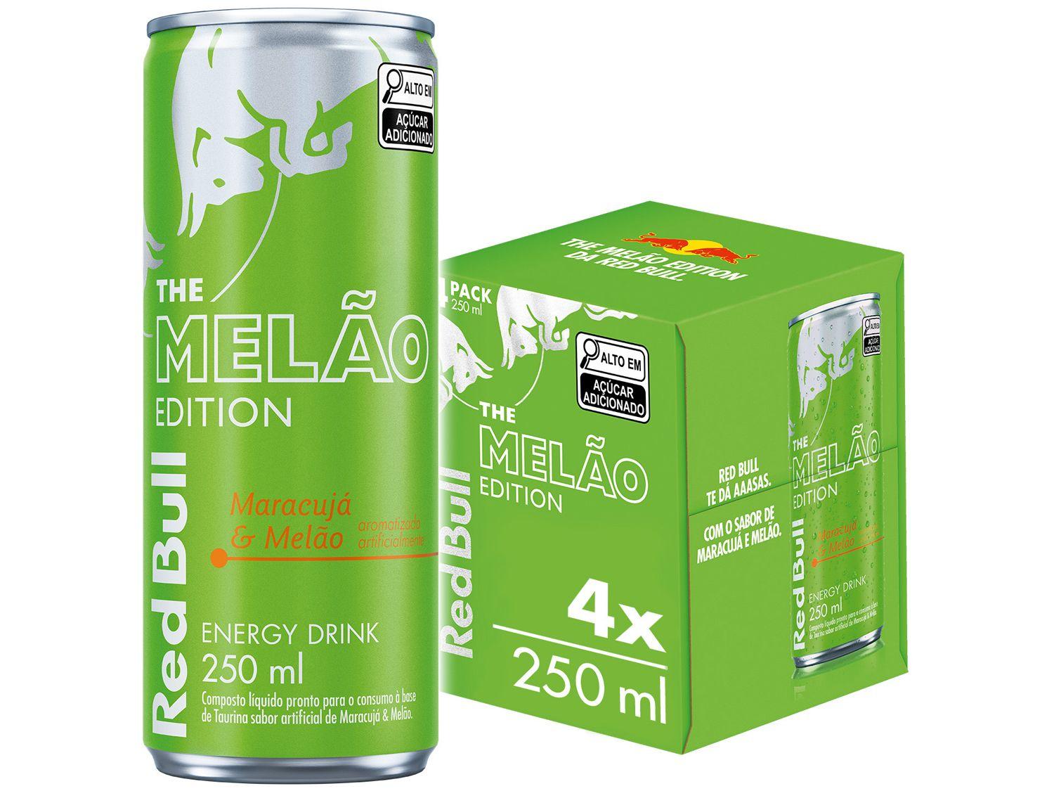Bebida Energética Red Bull Energy Drink Edition Sugarfree Maracujá e Melão Zero Açúcar 250ml 4 Unidades