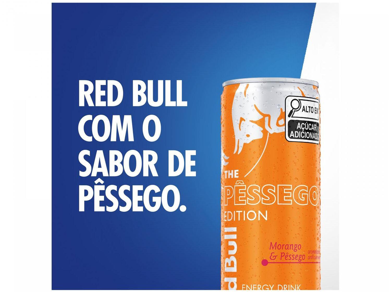 Bebida Energética Red Bull Morango e Pêssego 250ml 4 Unidades