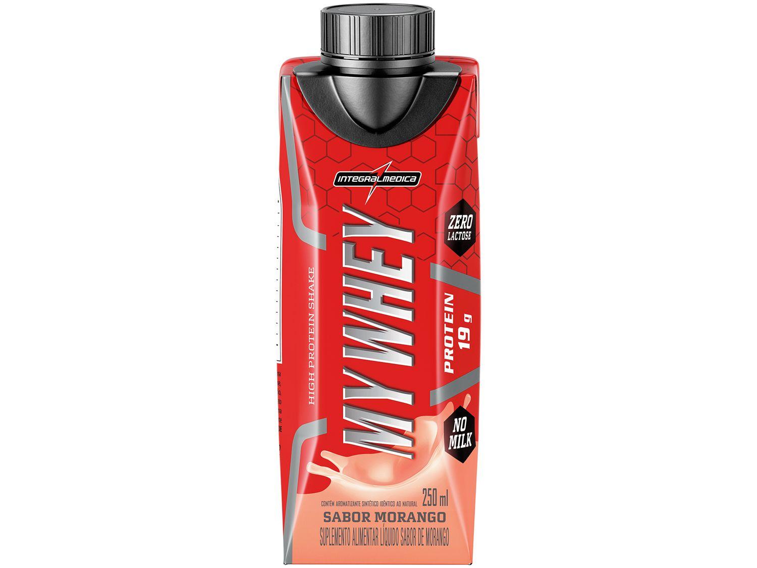 Bebida Láctea com 19g de Proteína Integralmedica My Whey Morango 250ml 6 Unidades