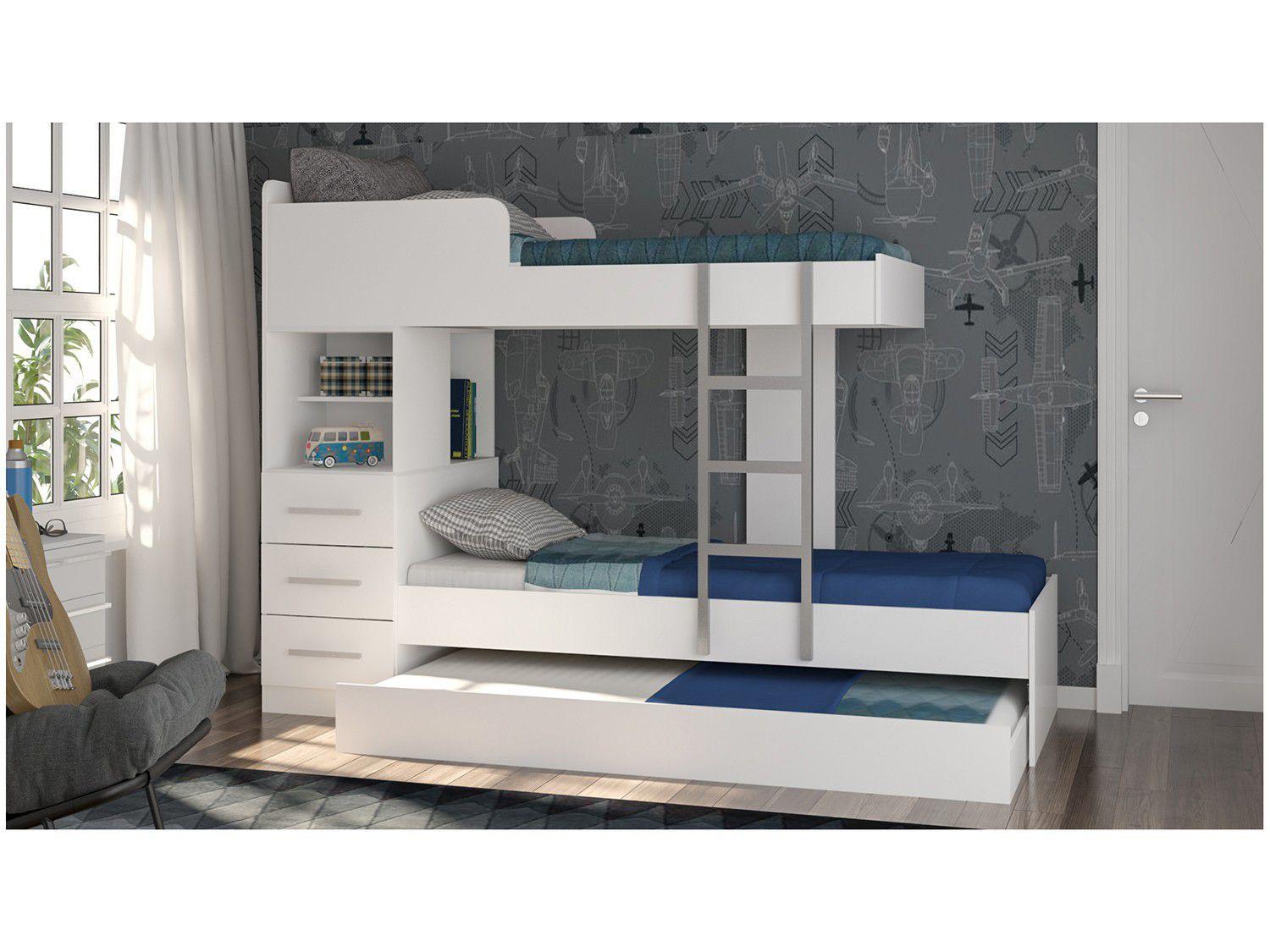 Beliche com Cama Auxiliar 3 Gavetas Santos Andirá - Havana Plus ...