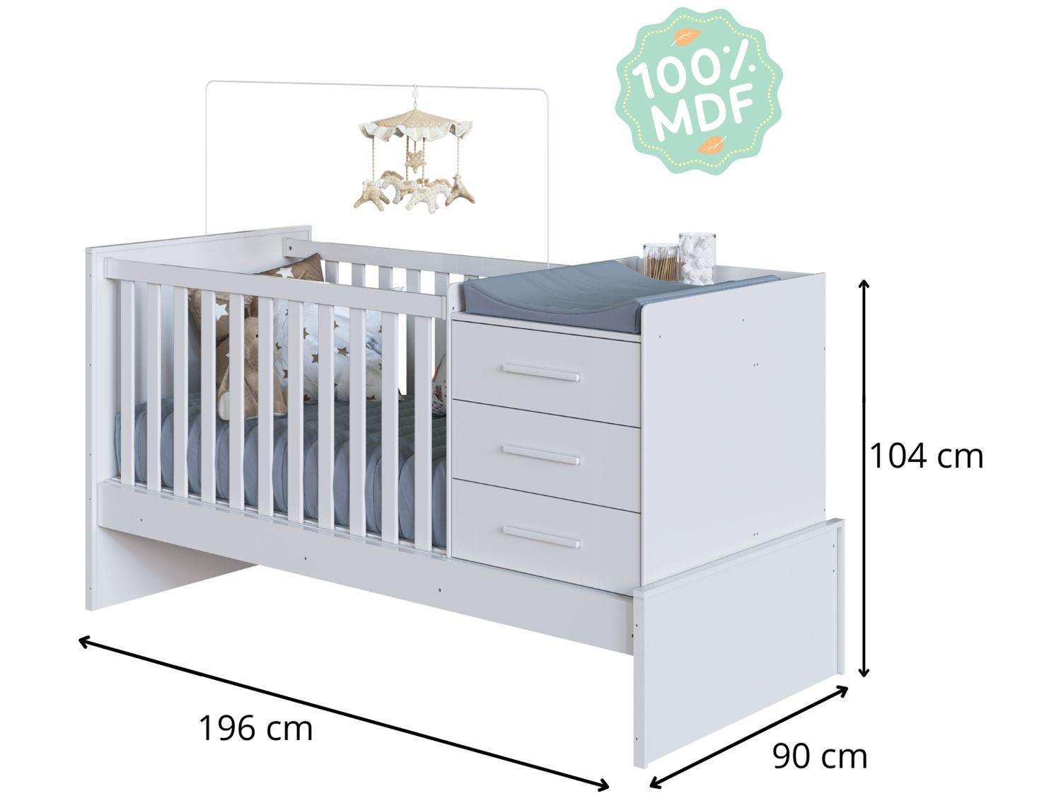 Berço 4 em 1 Branco Moveis Peroba Confort Multi