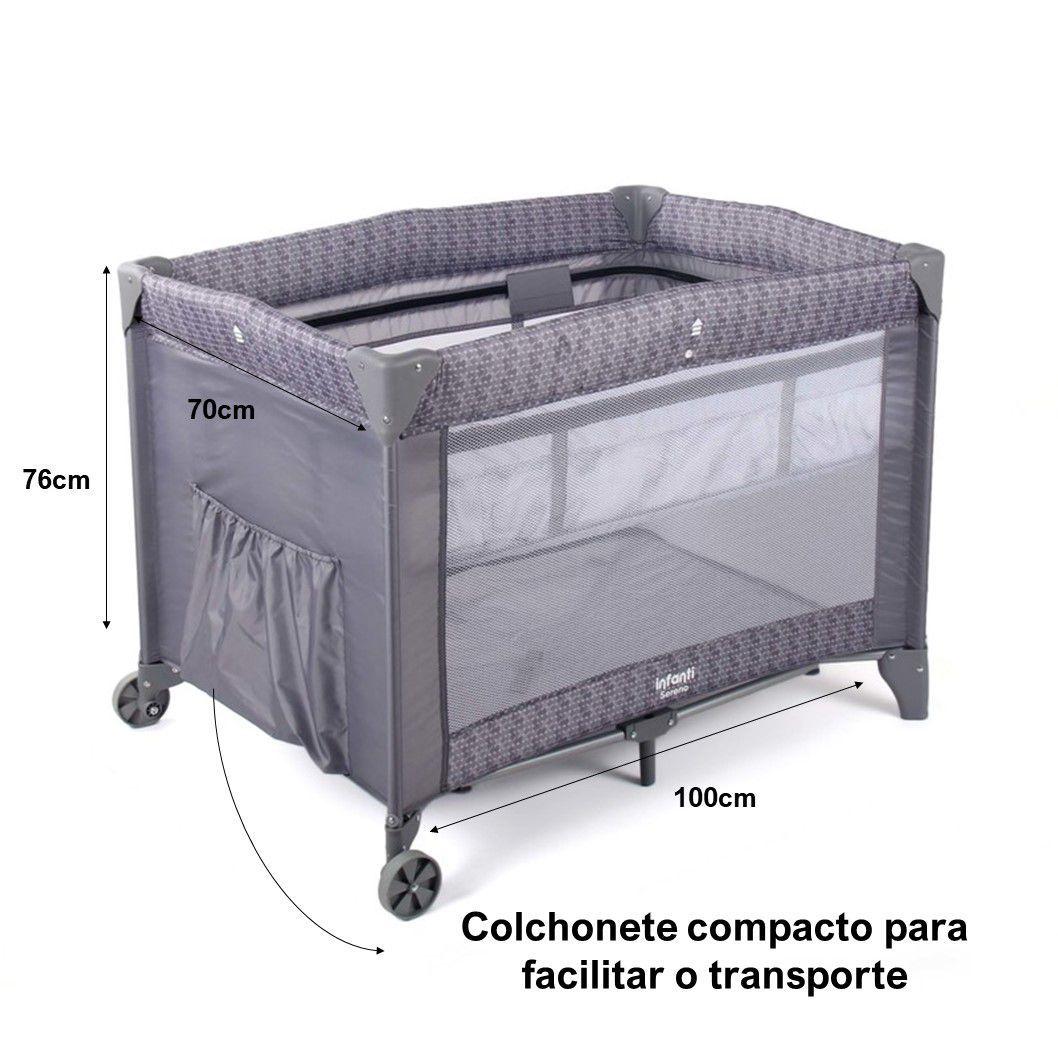 Berco Portatil Bebe Sereno Cinza Infanti Grey Hail Multikids - Berço ...