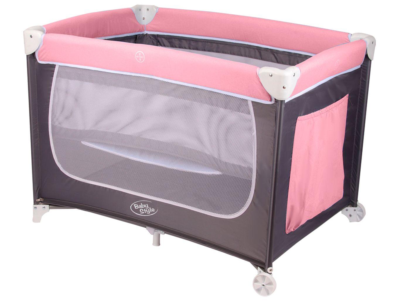 Berço Portátil Desmontável Baby Style Confort Rosa