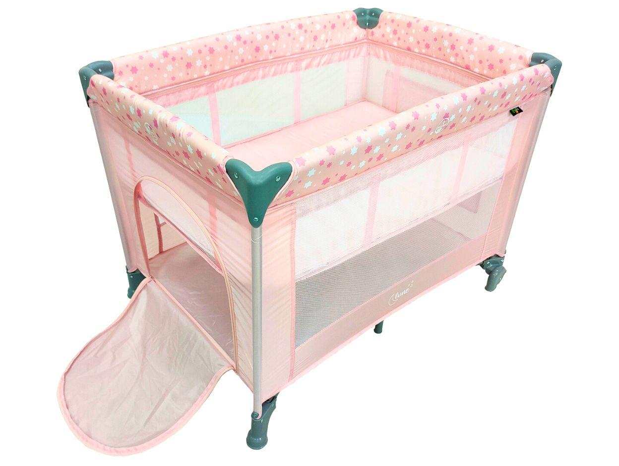 Berço Portátil e Desmontável Maxi Baby Lune até 15kg Rosa