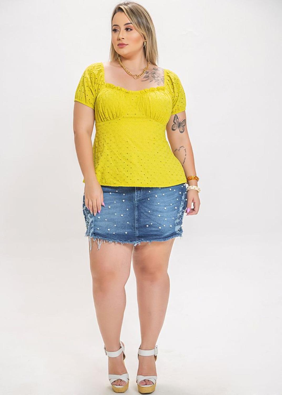 bermuda de linho feminina plus size