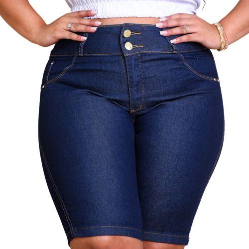 Bermuda Feminina Jeans Plus Size Ciclista Com Lycra Cos Alto, Magalu  Empresas
