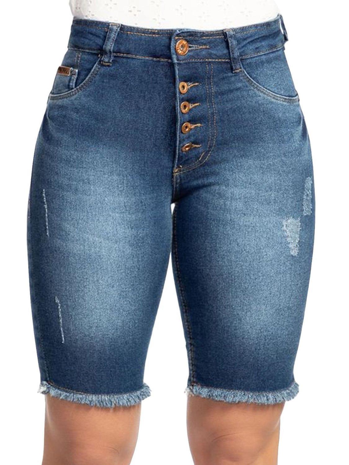 Bermuda Jeans Ciclista Feminino Com Lycra Biotipo - Bermuda Feminina -  Magazine Luiza