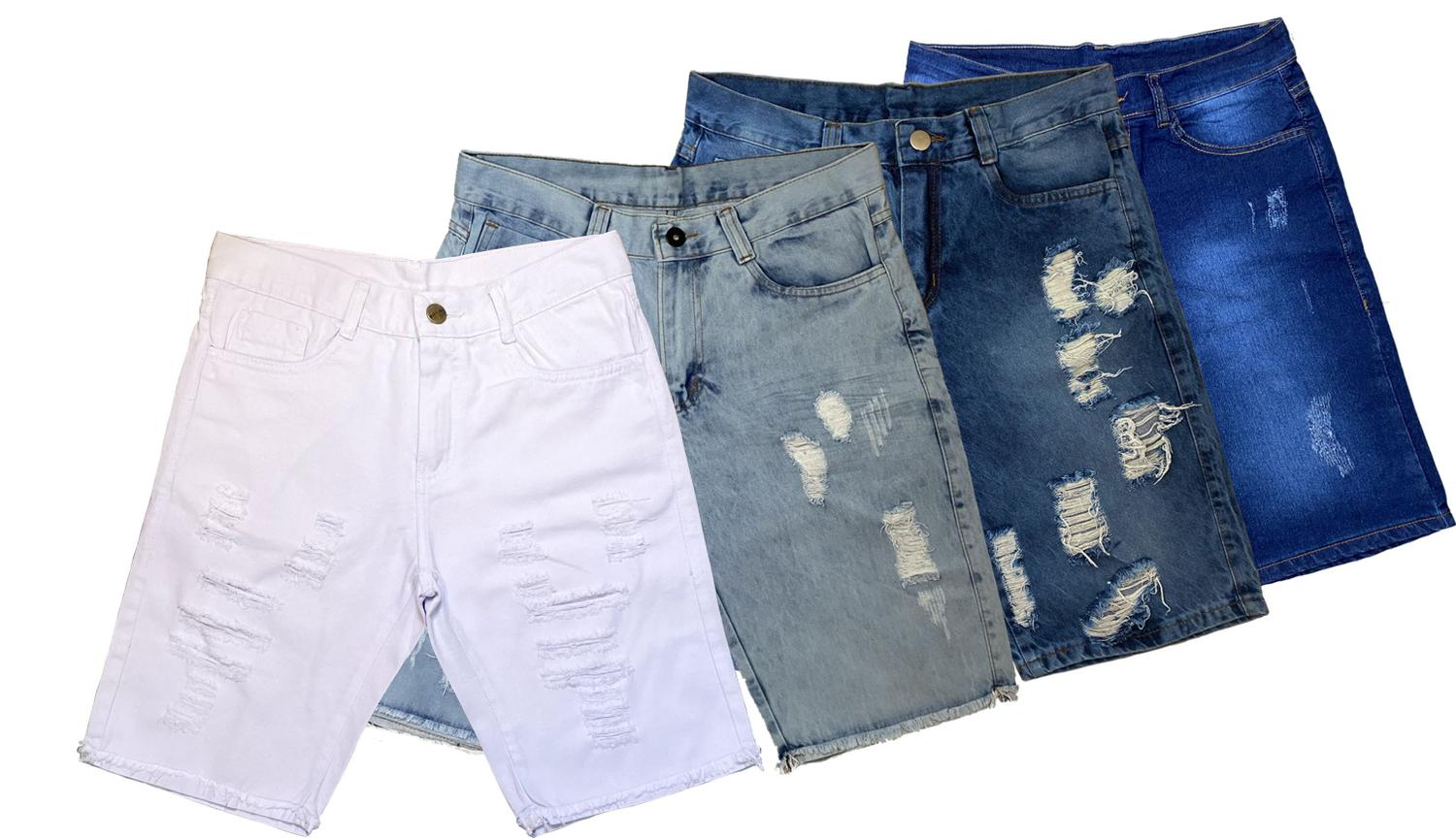 bermuda jeans slim destroyed