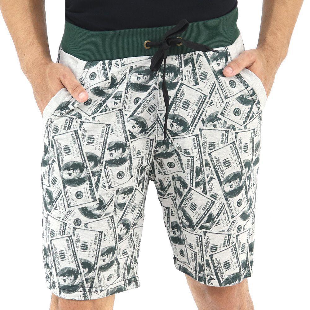 short com estampa de dolar