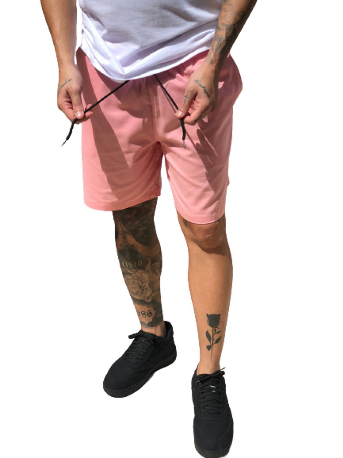 Bermuda Short Masculina de Sarja Lisa Acima do Joelho Elástico na ...