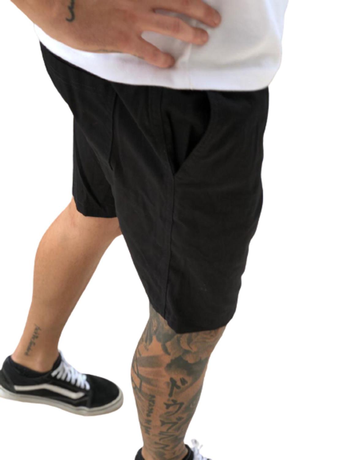 Bermuda Short Masculina de Sarja Lisa Acima do Joelho Elástico na ...