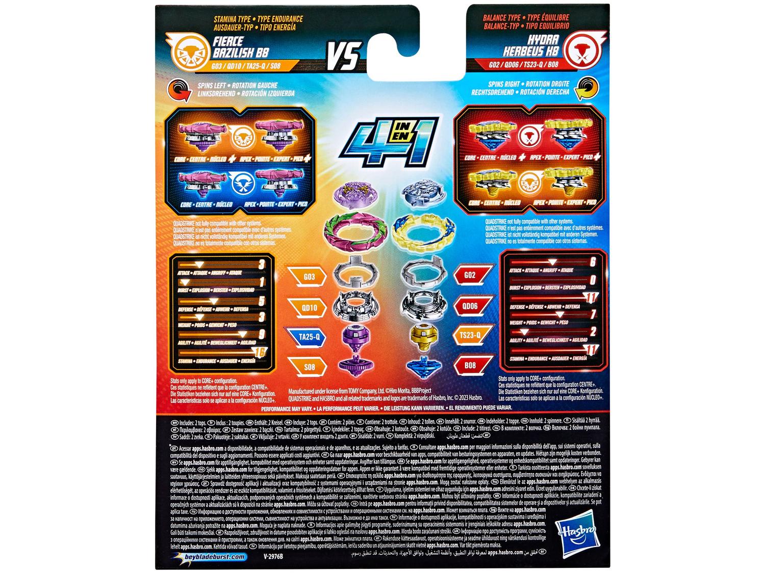 Beyblade Hasbro Burst Fierce Bazilisk B8 e Hydra