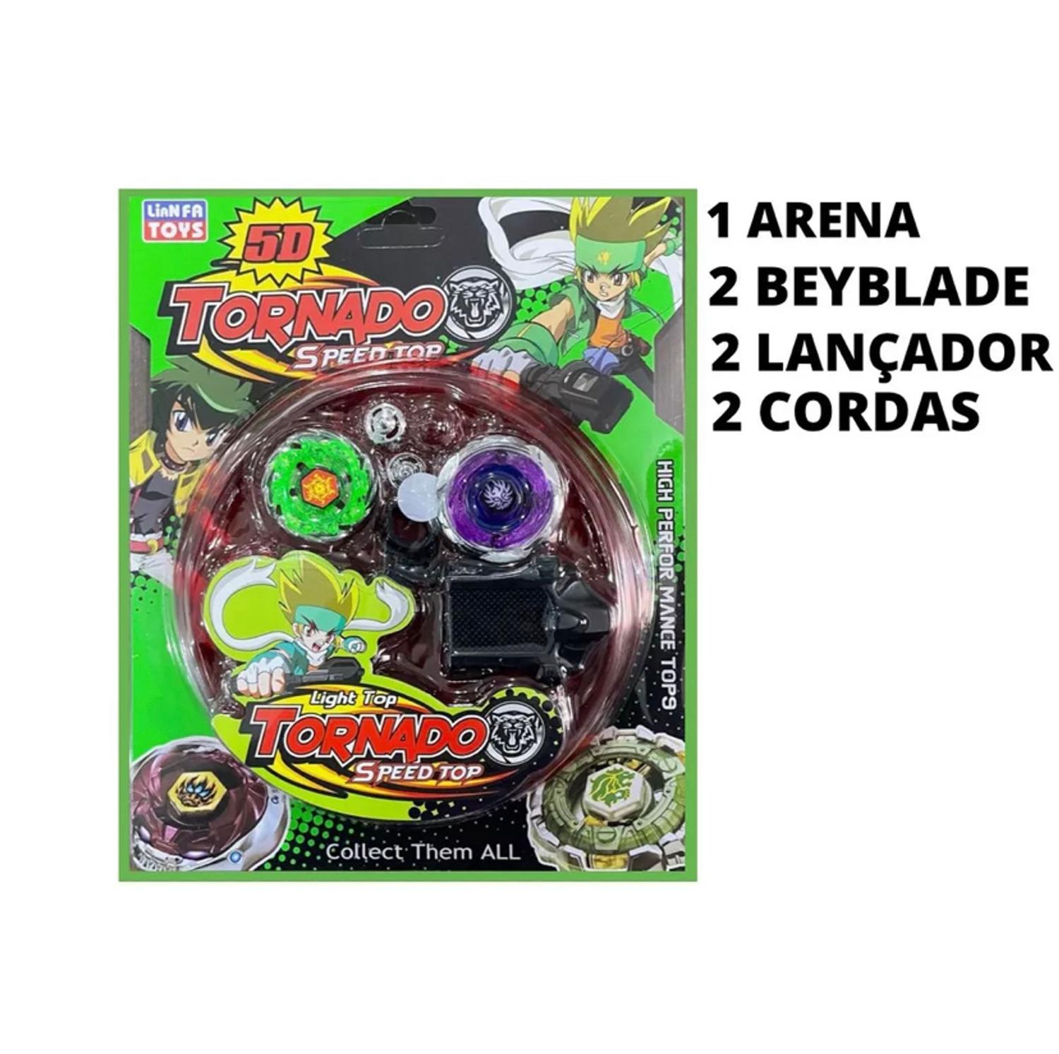 Brinquedo Kit Beyblade/Baiblade Tornado Com Arena E Lançadores