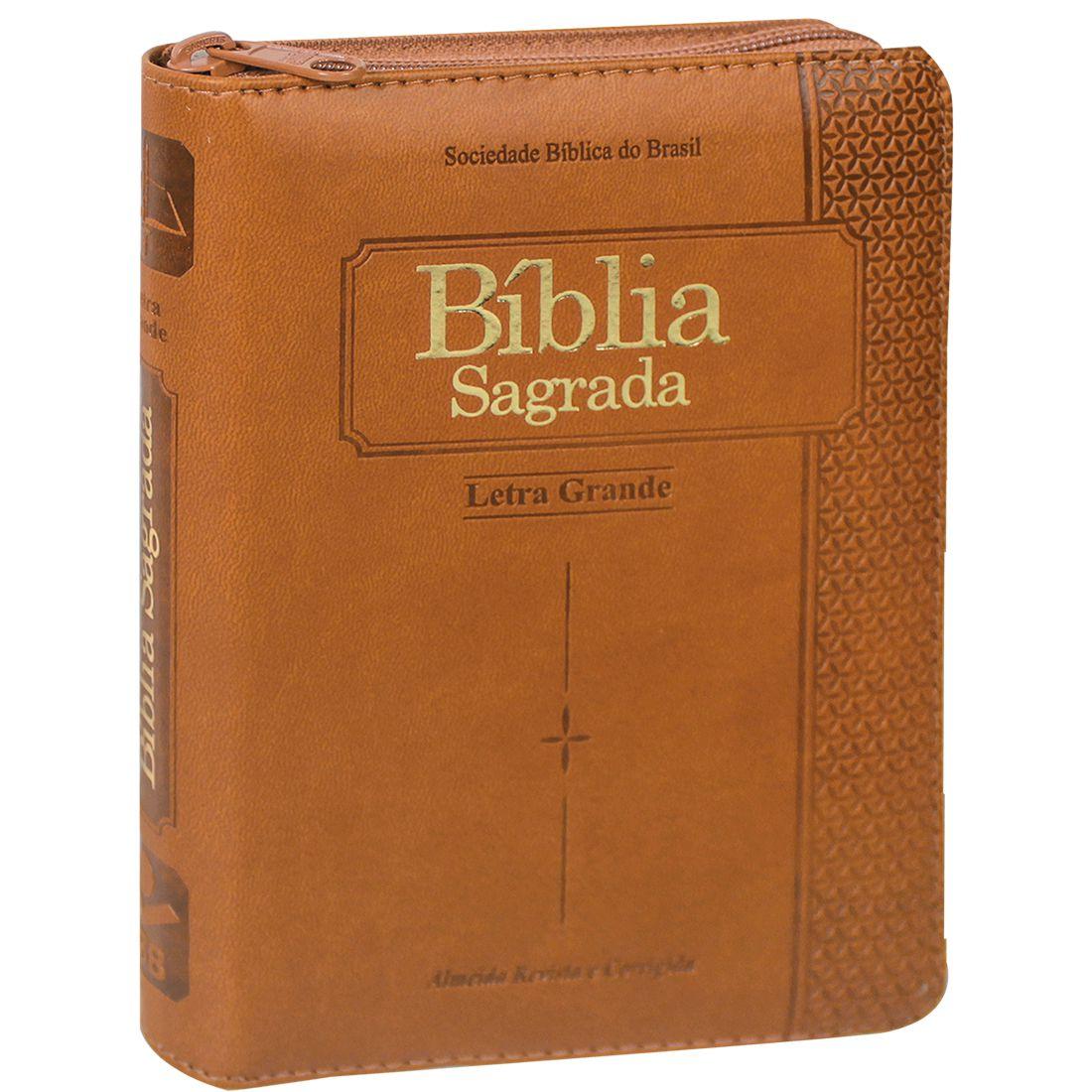 Bíblia Sagrada Letra Grande, Almeida Revista e Corrigida, com Índice e Zíper, Marrom Livros de Bíblia Sagrada Letra Grande, Almeida Revista e Corrigida, com Índice e Zíper, Marrom Livros de