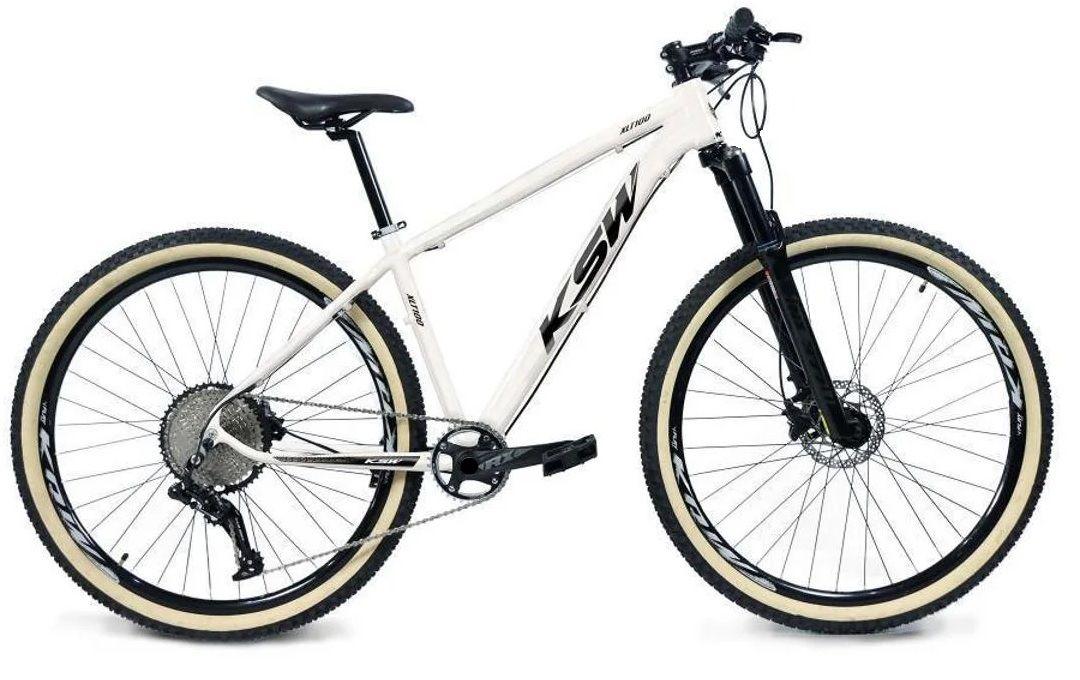 Bicicleta 29 Ksw Xlt Garfo Trava 11v Hidráulica 1x11 Garfo com Trava no  Ombro Pneu com Faixa Bege Branco