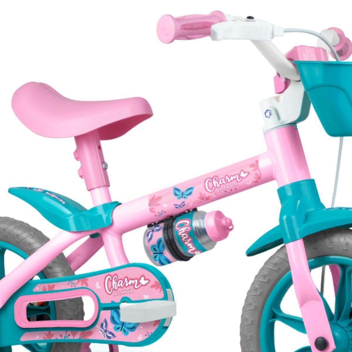 Bicicleta ARO 12 Infantil CHARM Feminina Bike Charmosa com Rodinhas ...