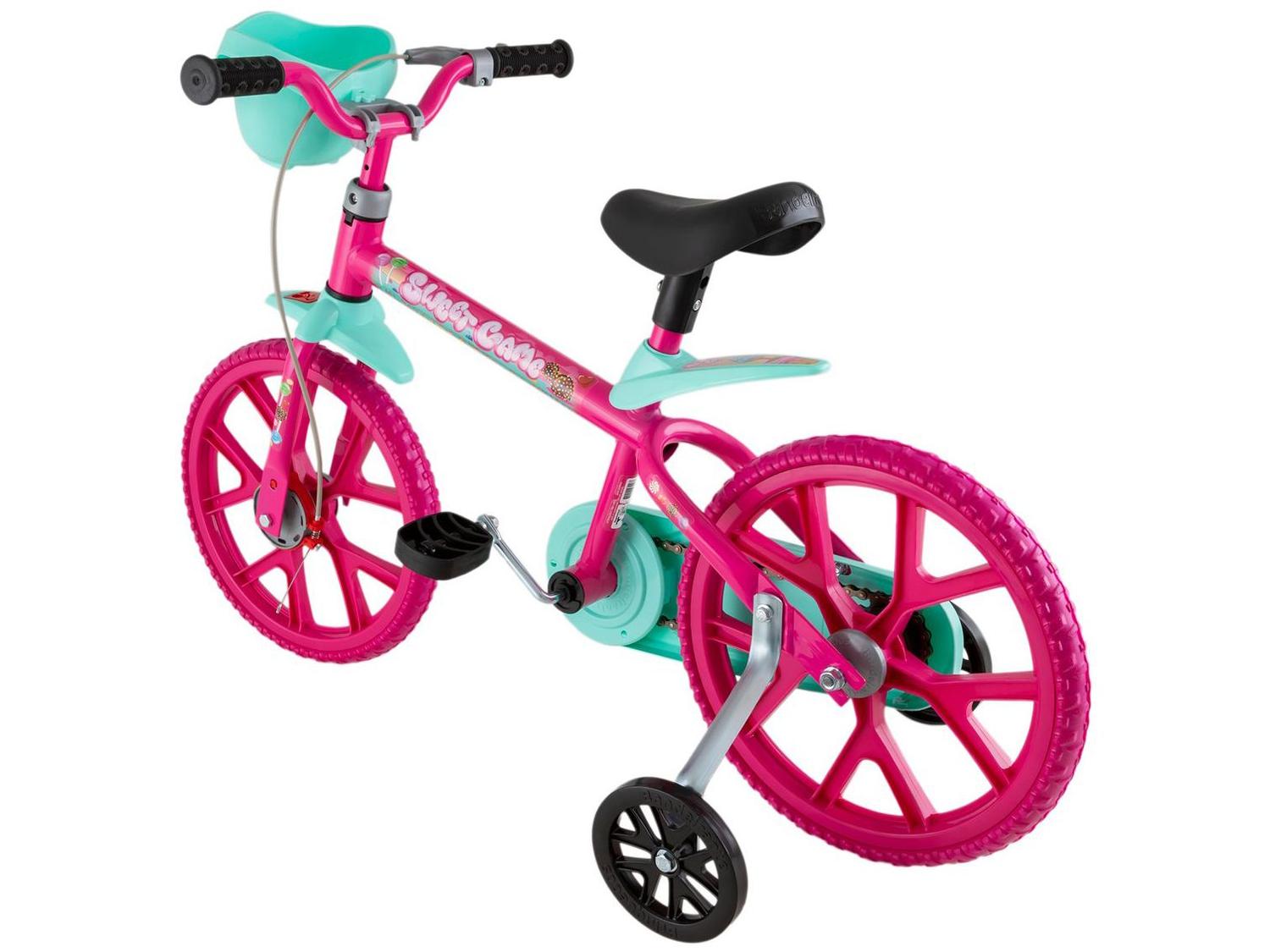 Bicicleta Aro 14 Infantil Bandeirante 3046 Sweet Game Rosa