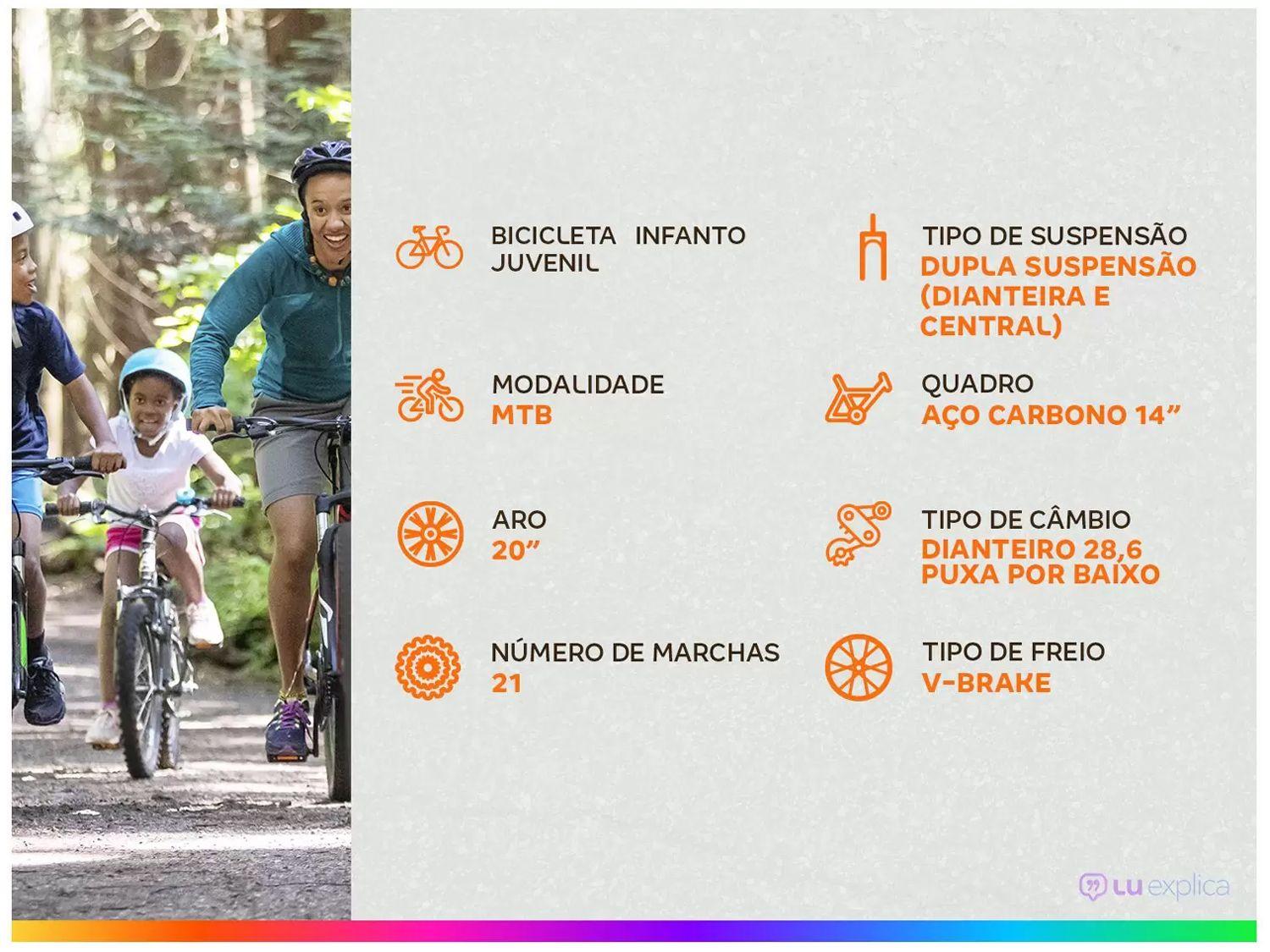 Bicicleta Aro 20 Colli GPS Freio V Brake Aço Carbono Suspensão Dupla