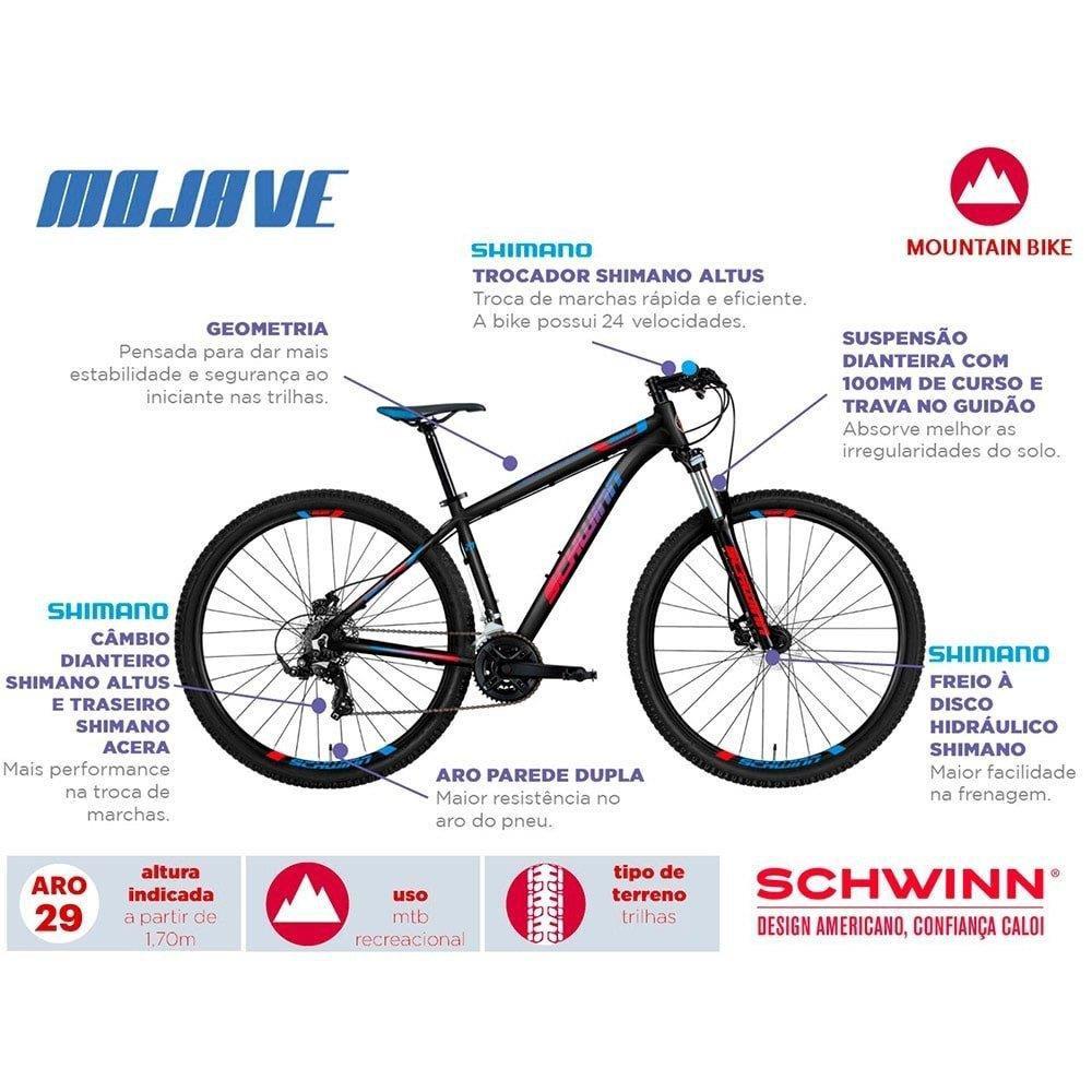 Bicicleta Caloi Schwinn Mojave Aro 29 T17 24 Marchas Disco Hidraulico Preta Bicicleta Magazine Luiza