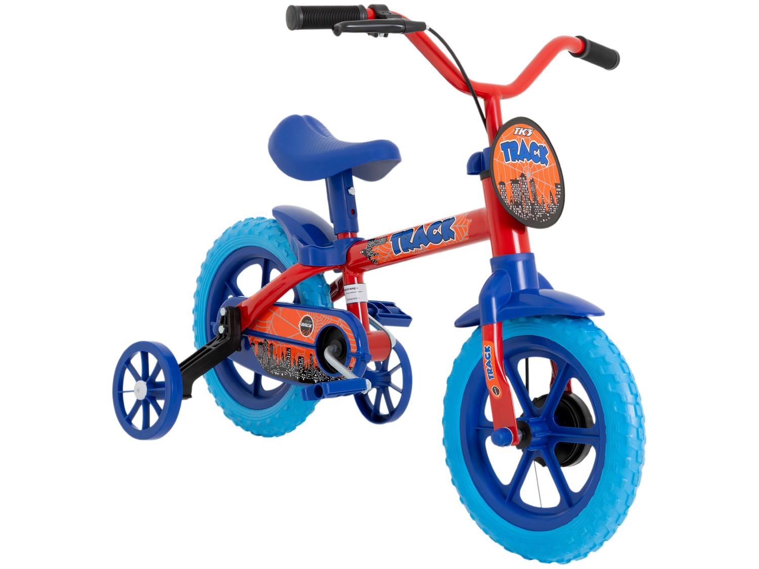 Bicicleta Infantil Aro 12 TK3 Track Arco Íris Vermelho e Azul com Rodinhas