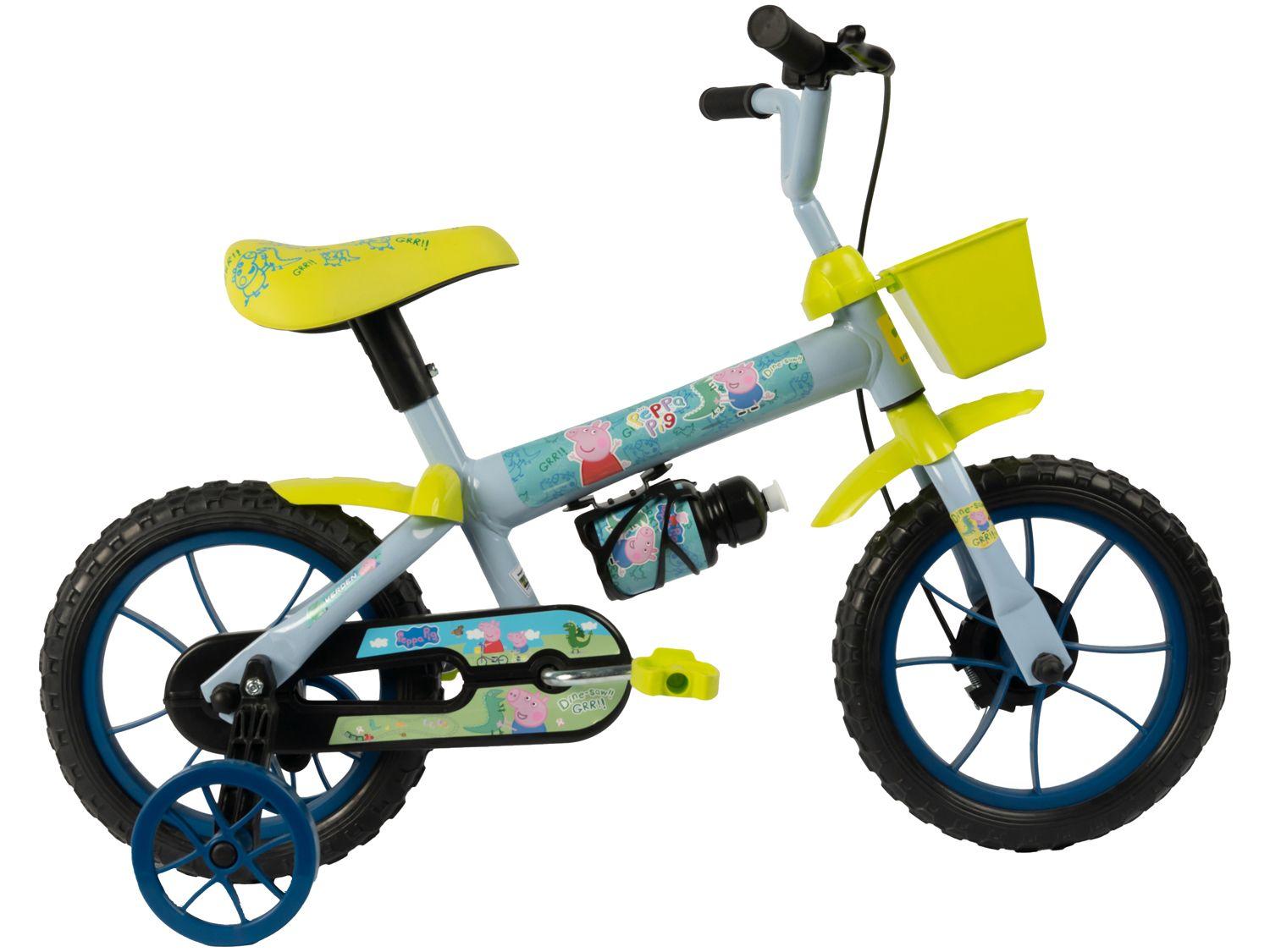 Bicicleta Infantil Aro 12 Verden 10508 Peppa George Azul e Verde com Rodinhas