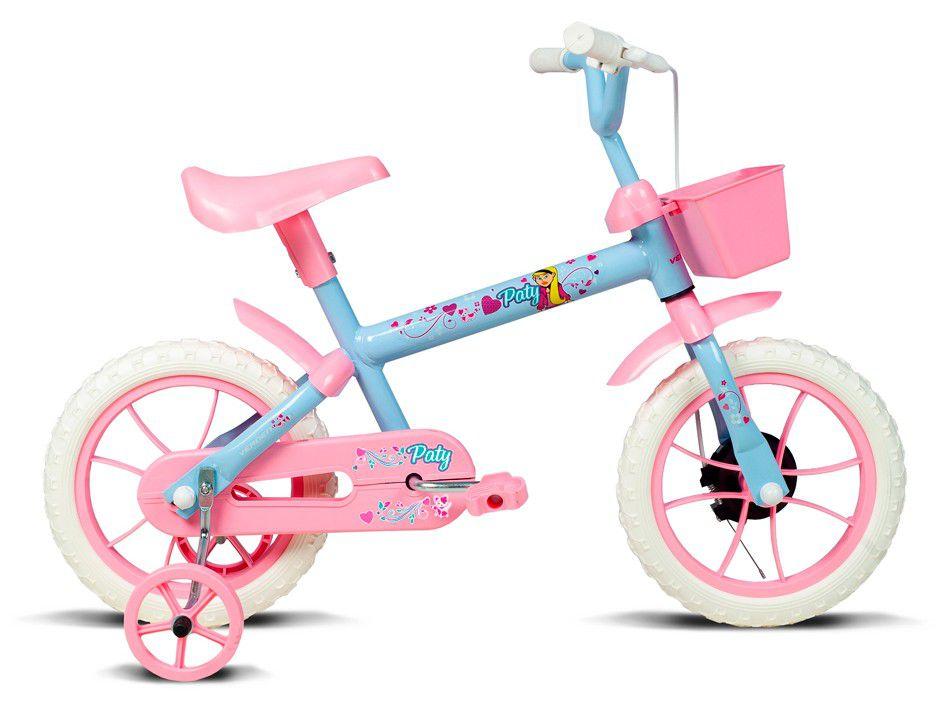 Bicicleta Infantil Aro 12 Verden Bikes Paty Azul Bebê e Rosa com Rodinhas