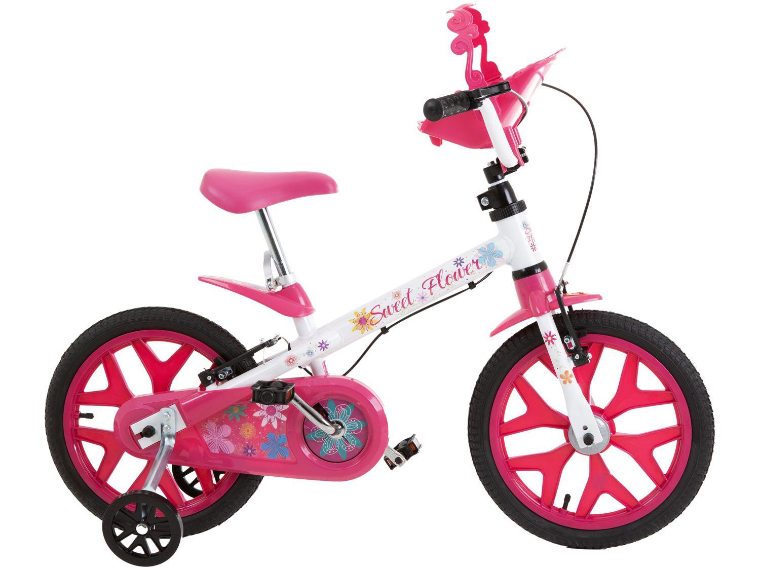 Bicicleta Infantil Aro 16 Bandeirantes Sweet Flower com Rodinhas