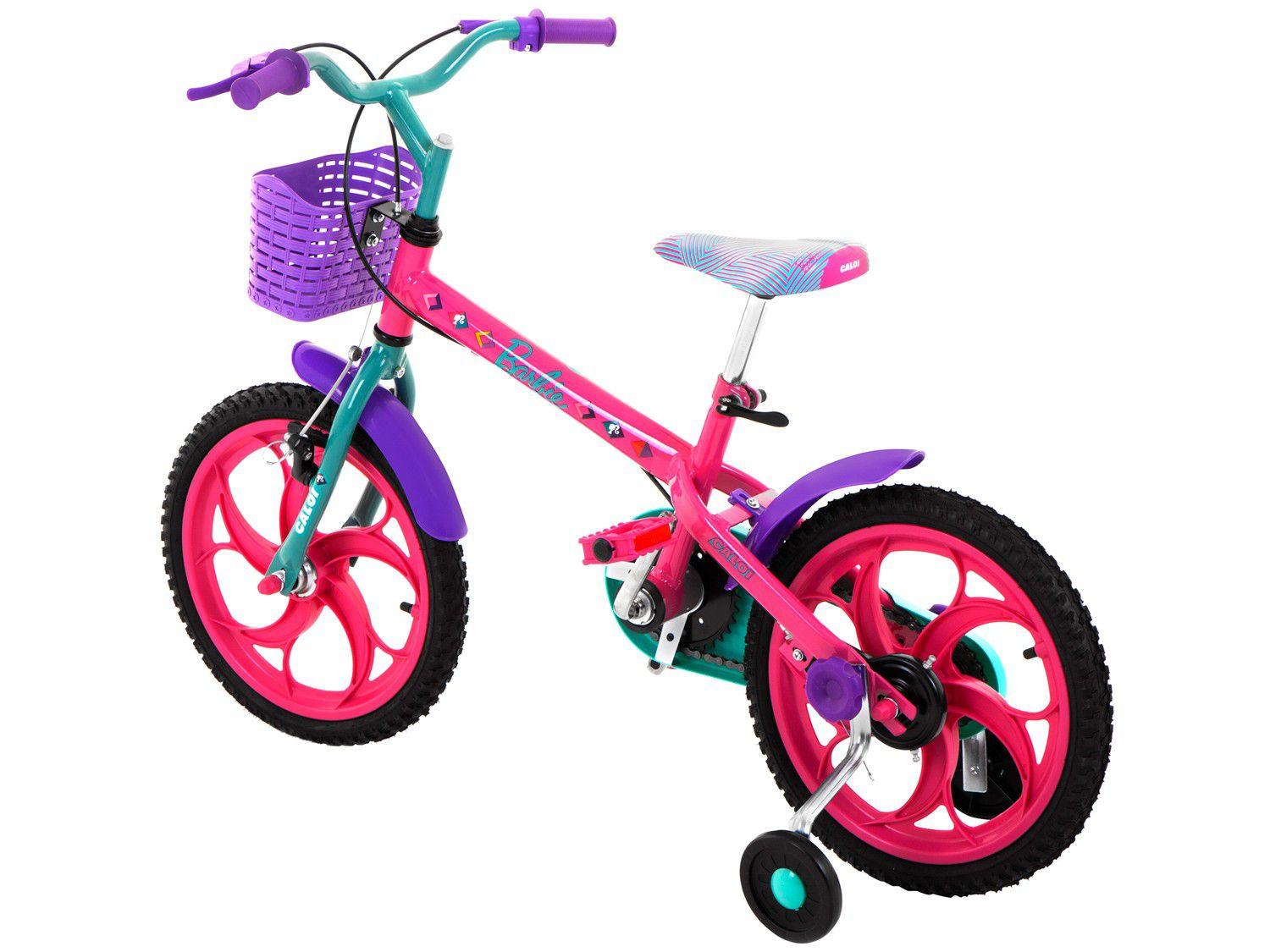 Bicicleta Infantil Aro 16” Caloi Barbie 1 Marcha - Rosa com Rodinhas ...