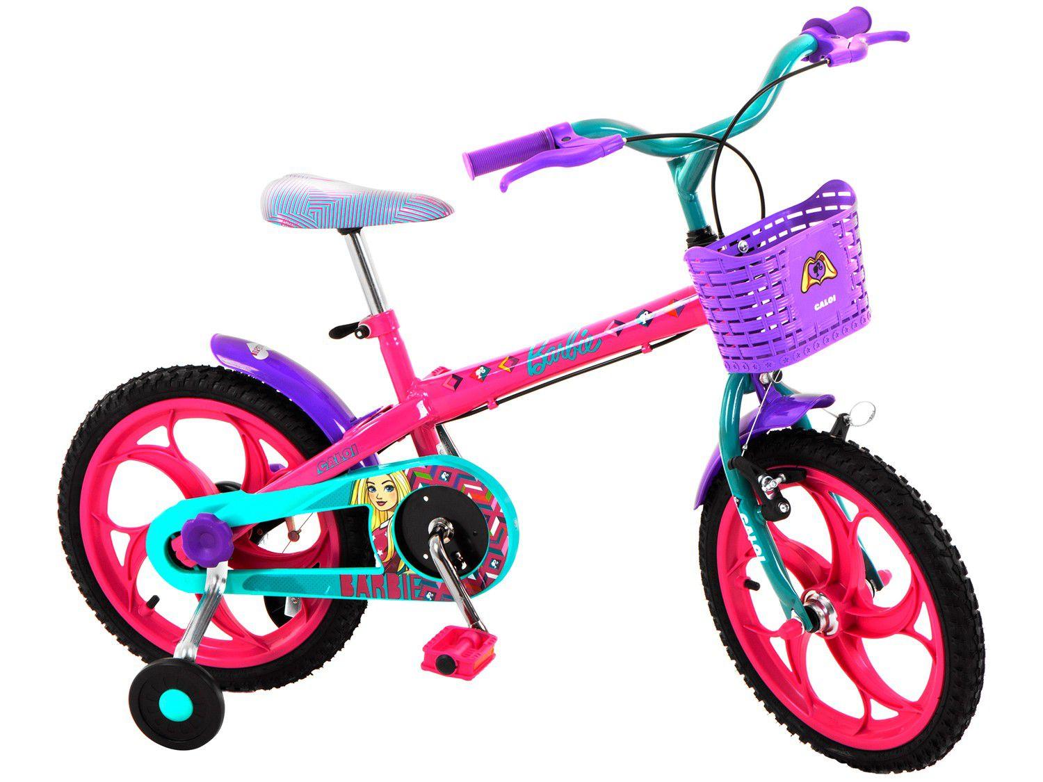 Bicicleta Infantil Aro 16” Caloi Barbie 1 Marcha - Rosa com Rodinhas ...