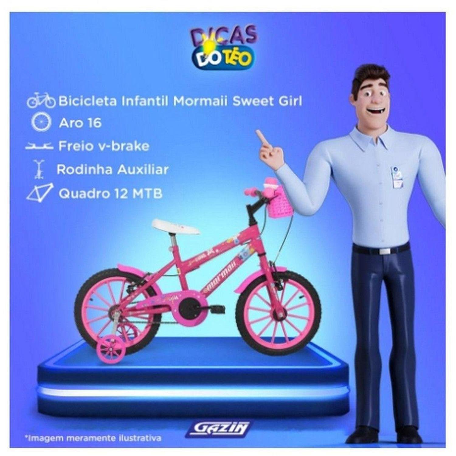 Bicicleta Infantil Aro 16 Caloi Barbie - Rosa+Azul