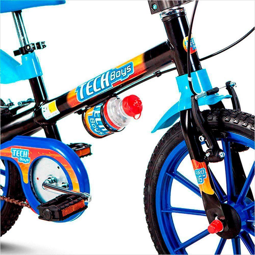 Bicicleta Infantil Aro 16 - Tech Boys - Menino - Preto e Azul - Nathor ...